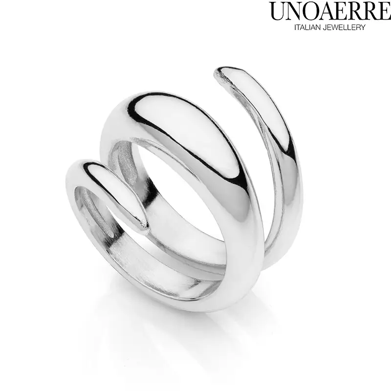 Anello argentato bombato a spirale Unoaerre Gioielleria Talamelli