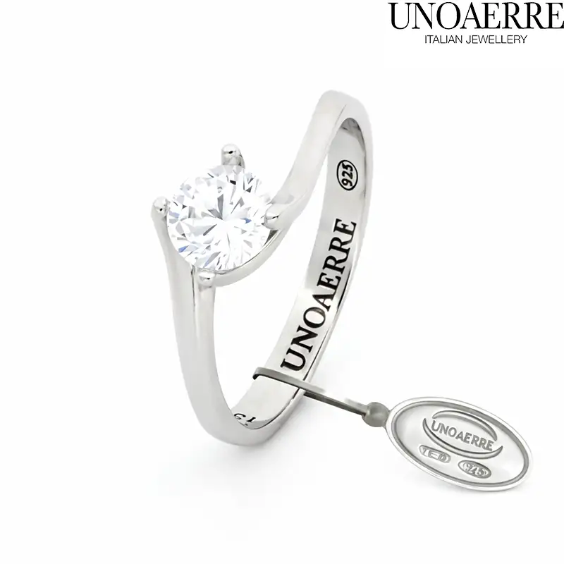 Anello donna Solitario Maxi in argento bianco Talamelli Gioielleria