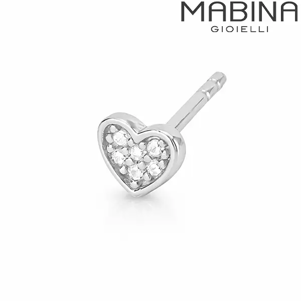 Orecchini donna monorecchino a cuore in argento con zirconi Mabina