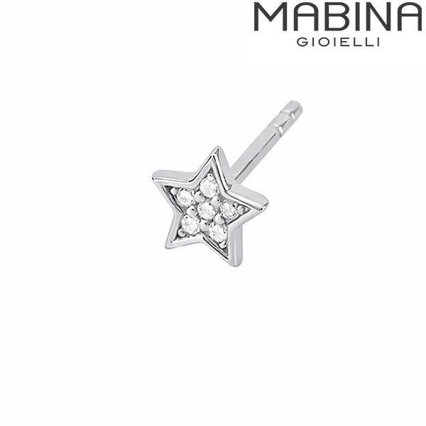 Monorecchino a Stella in Argento con Zirconi Mabina