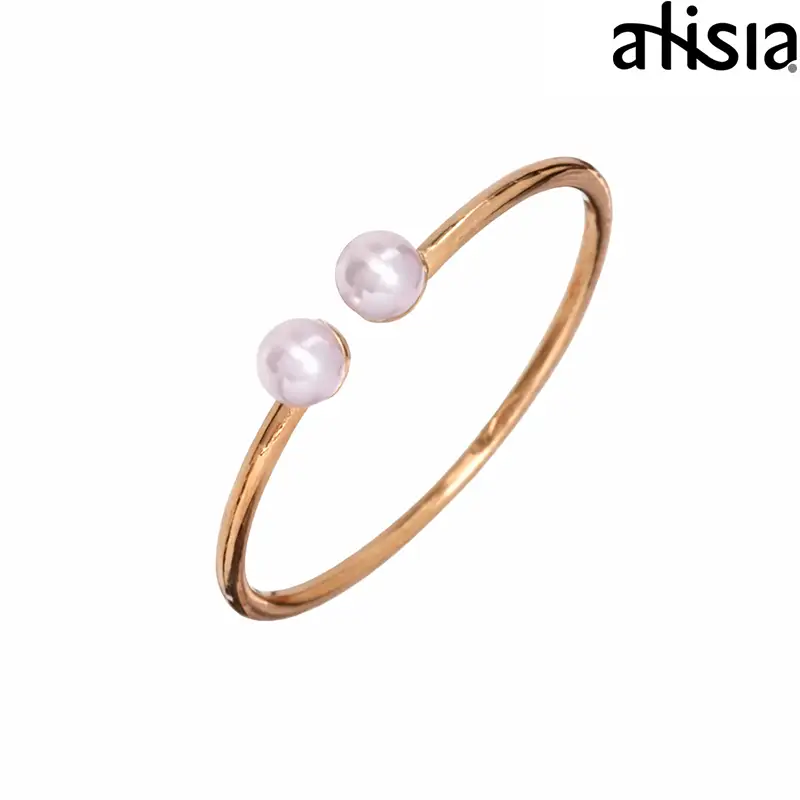 Anello argento dorato aperto con doppia tonda piccola Alisia