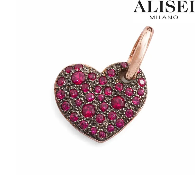 Ciondolo Alisei Argento Rosato con Cuore in Pietra Fucsia Alisei