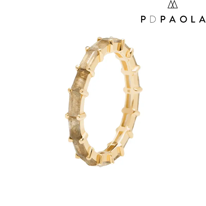 Anello Donna Pistil in Argento Dorato con Pietre Pdpaola