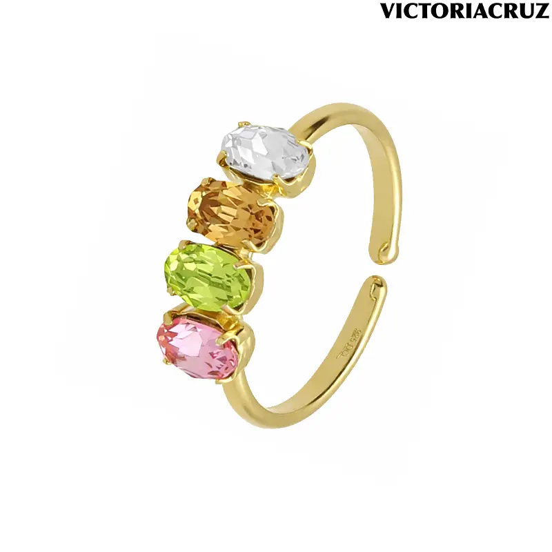 Anello Pietre Colorate in Argento Victoria Cruz