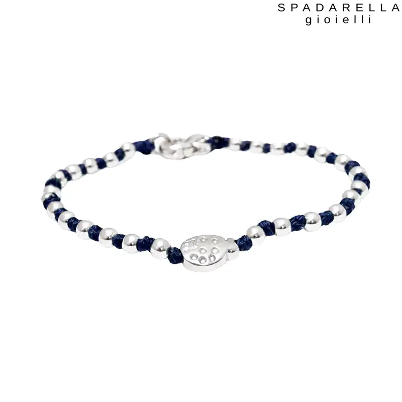 Bracciale Coccinella Baby in Argento Filo Blu Notte Spadarella