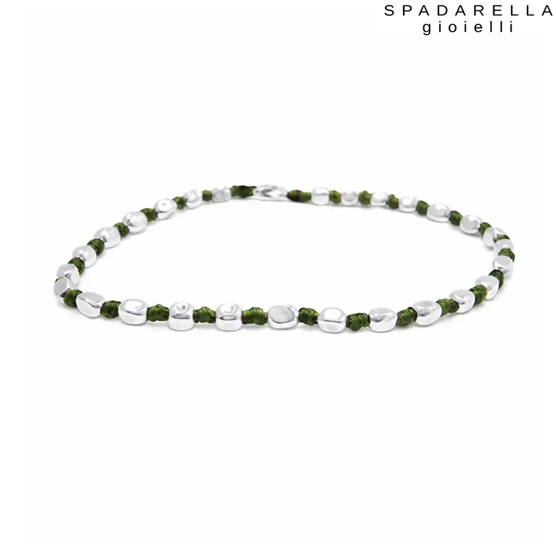 Bracciale Filo Argento Verde Militare Spadarella