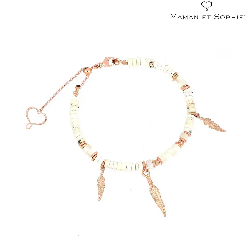 Bracciale Pietre Bianche e Piume Maman et Sophie