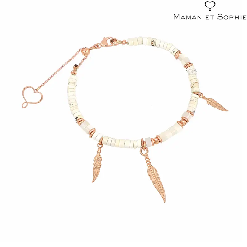 Bracciale Pietre Bianche e Piume Maman et Sophie