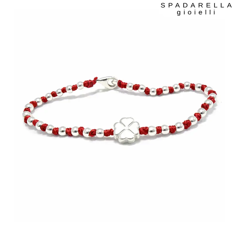 Bracciale Quadrifoglio Rosso in Argento Spadarella