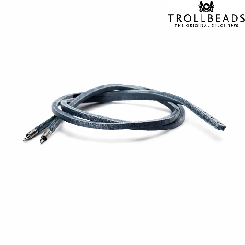 Bracciale Unisex Cuoio Blu con Doppio Giro Trollbeads