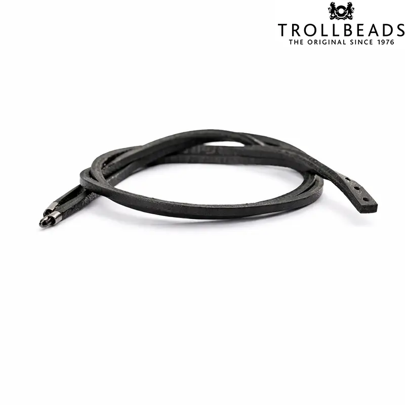 Bracciale Unisex Cuorio Nero 41 cm con Doppio Giro Trollbeads