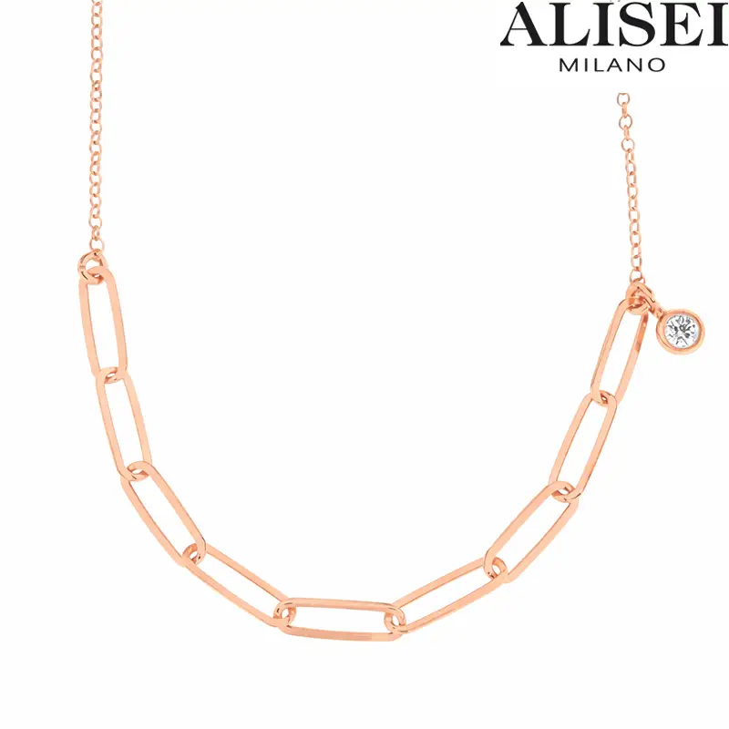 Collana Donna con Cipolla con Zircone Argento Rosè Alisei