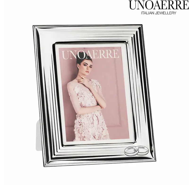 Cornice Portafoto in Argento Bianco Bilaminato con Fedi Unoaerre