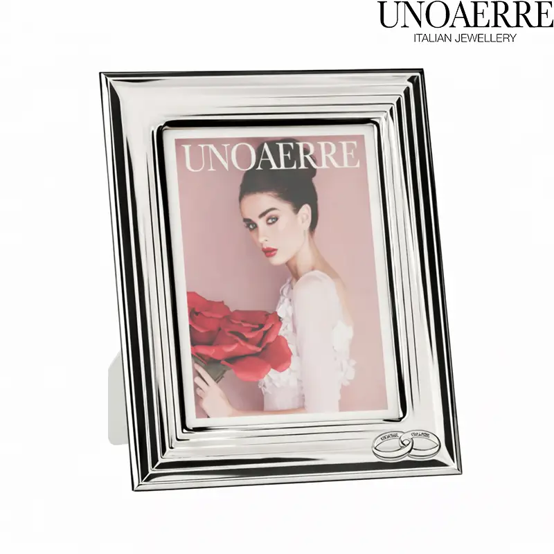 Cornice Portafoto in Argento Bianco con Fedi Unoaerre