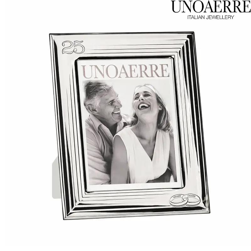 Cornice Portafoto in Argento Bianco 25° Anniversario Unoaerre
