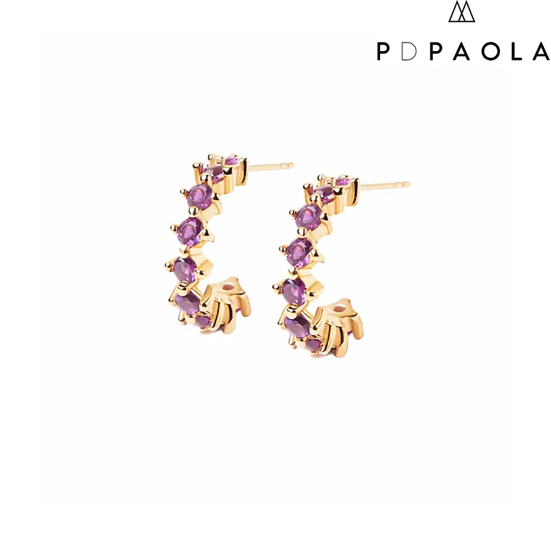 Orecchini Donna Citric Violet Bird in Argento Dorato Pdpaola