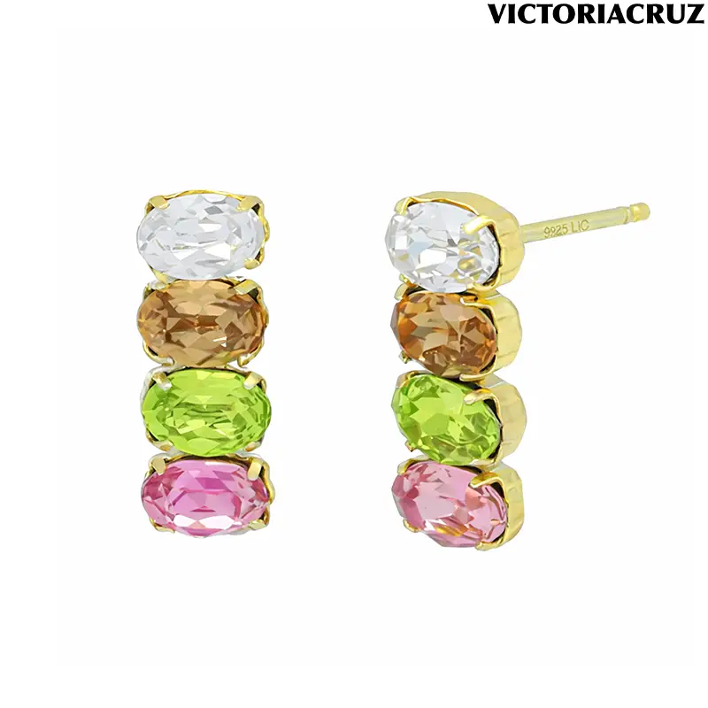 Orecchini pendenti con Pietre Multicolor Victoria Cruz