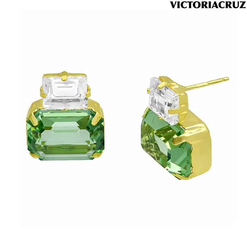 Orecchini con Doppia Pietra in Argento Victoria Cruz