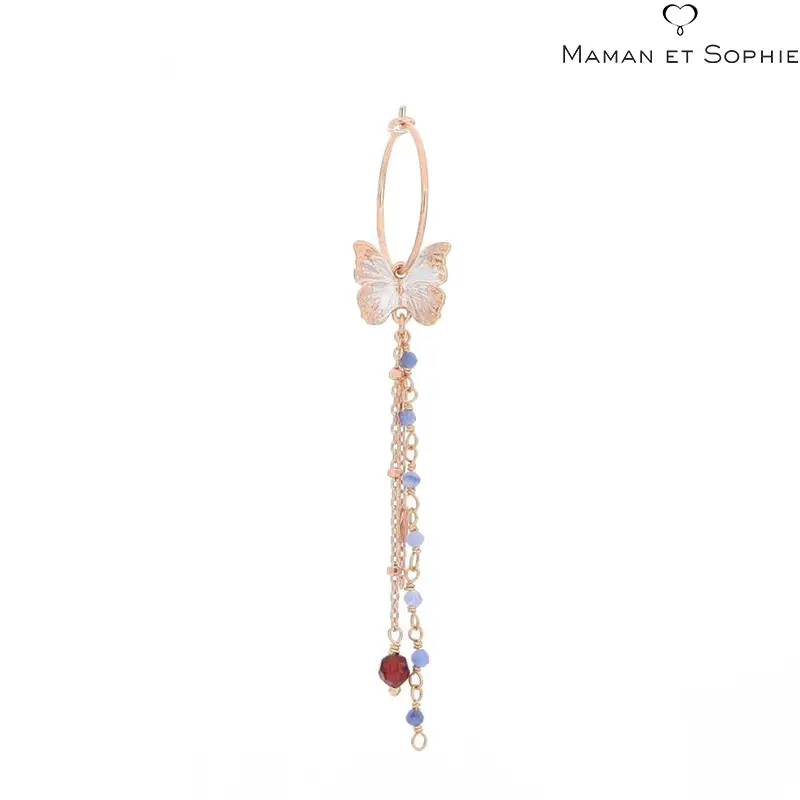 Orecchino a Cerchio con Farfalla Bianca Maman et Sophie