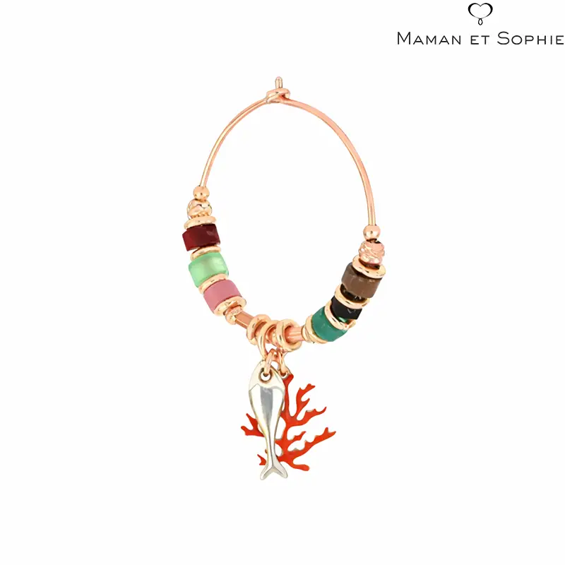 Orecchino a Cercjop con Pietre Pesce e Alga Maman et Sophie