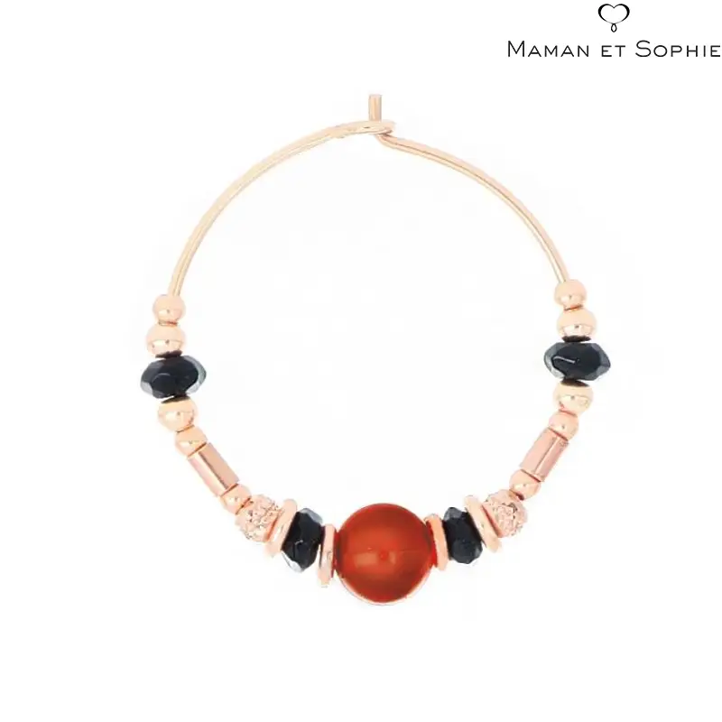 Orecchino Cerchio Grande con Sfere Spinelli e Corniole Maman et Sophie