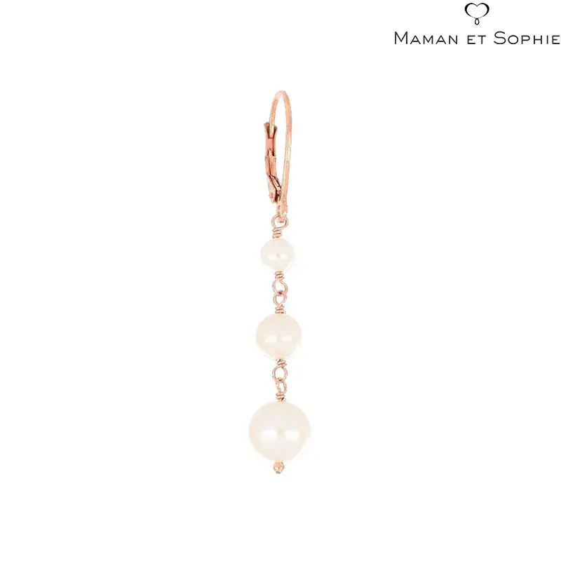 Orecchino in Argento con Tre Pietre Bianche maman et Sophie