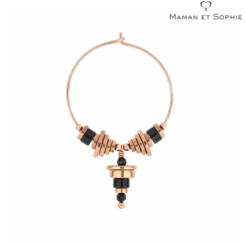 Orecchino Pendente Cerchio Nero Mama et Sophie