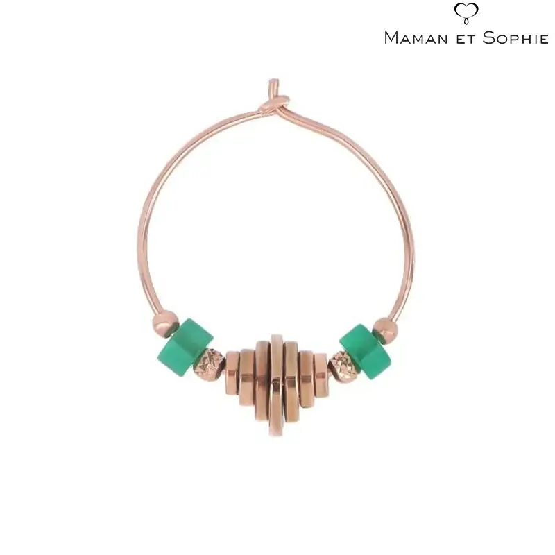 Orecchino Decò Verde in Argento e Pietre Agata Verde Maman et Sophie