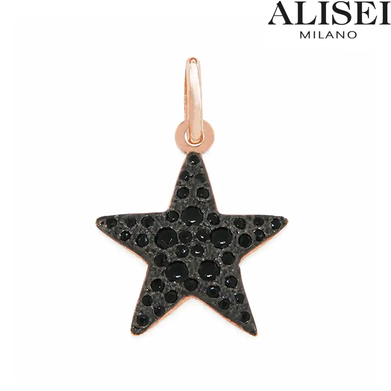 Pendente Donna a Forma di Stella in Argento con Zirconi Neri Alisei