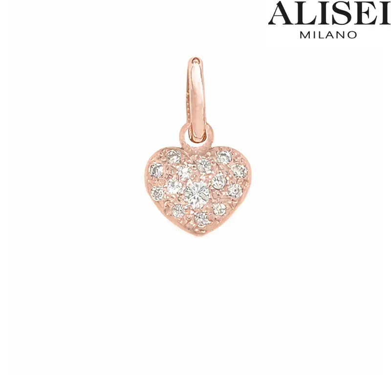 Pendente Donna Cuore Piccolo in Argento Rosato con Zirconi Alisei