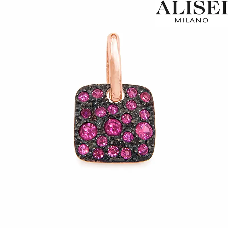 Pendente Donna Forma Quadrata in Argento con Pietre Alisei