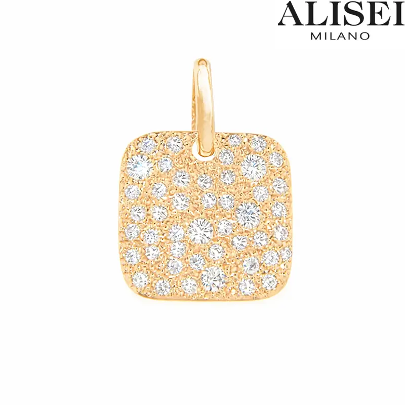 Pendente Donna Quadrato Medio in Argento con Pietre