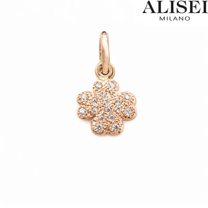 Pendente Donna Quadrifoglio Piccolo in Argento con Zirconi Alisei