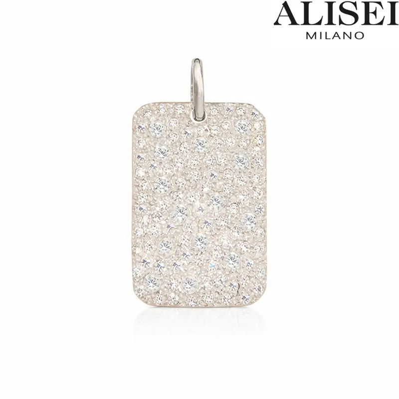 Pendente Donna Rettangolare in Aregento con Zirconi