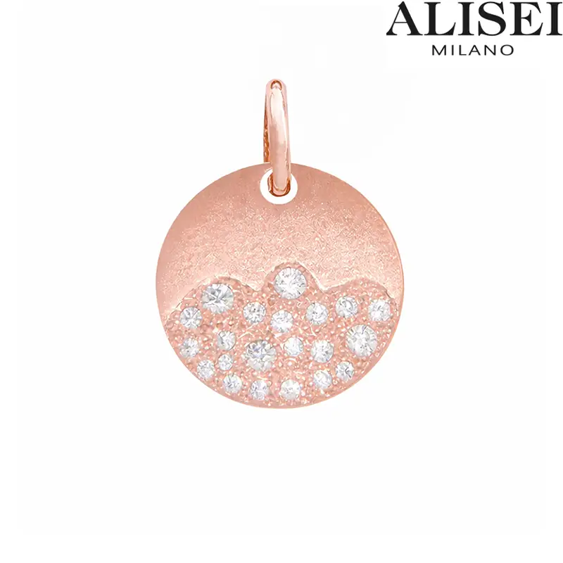 Pendente Donna Tondo in Argento Rosato con Zirconi Alisei
