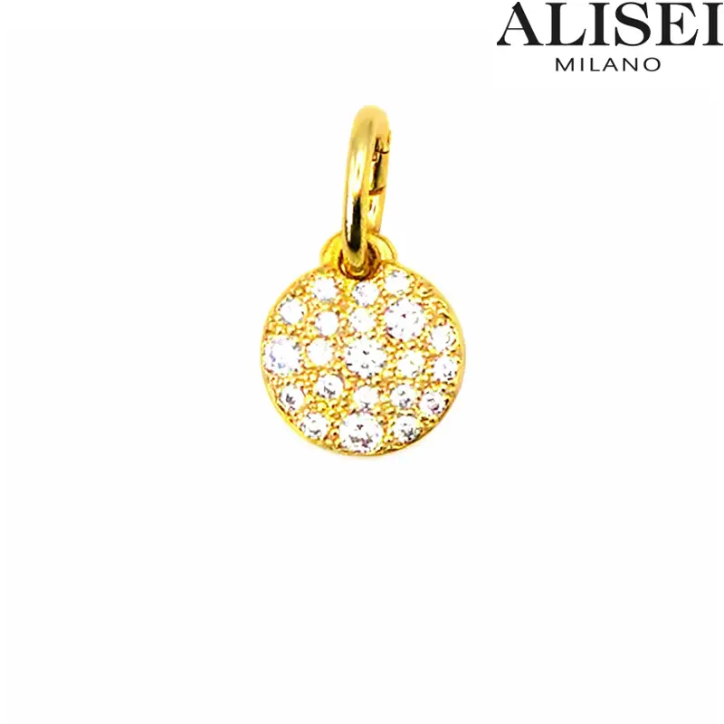 Pendente Donna Tondo Piccolo in Argento Dorato con Zirconi Alisei