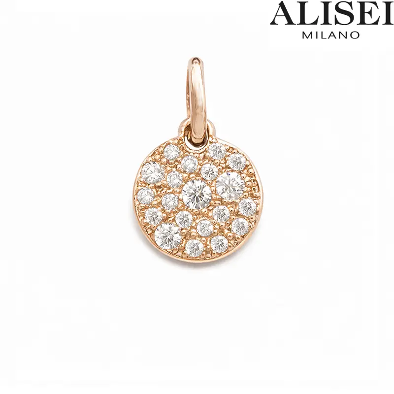 Pendente Donna Tondo Piccolo in Argento con Zirconi Alisei