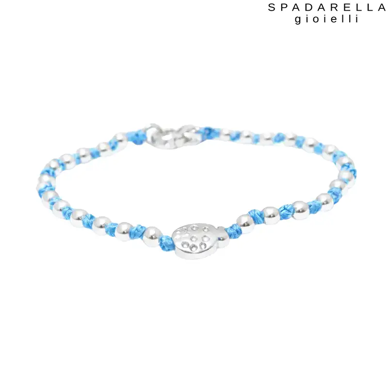 Bracciale Pesce Baby in Argento e Filo Azzurro